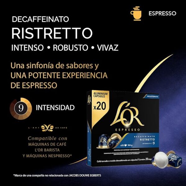 L’OR Descaffeinato Ristretto (9) para Nespresso - Pack de 10 cápsulas - Grup Berca Distribucions