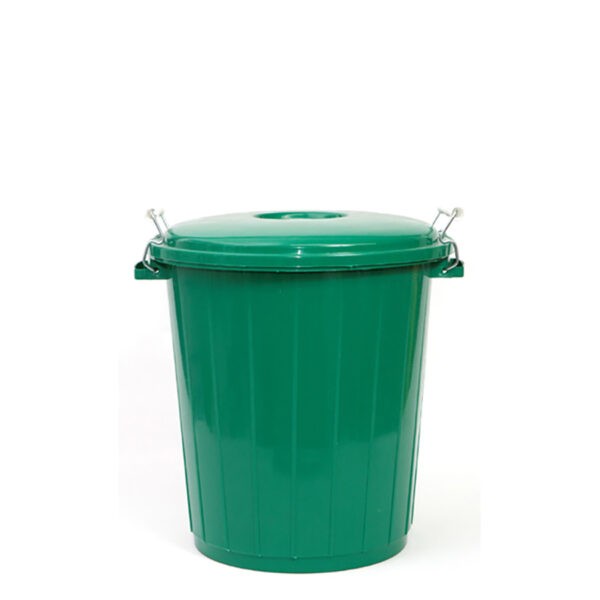 cubo de basura verde con tapa