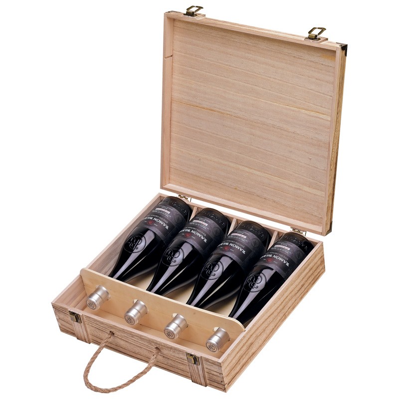 Caja madera regalopara 4 botellas vino EF01