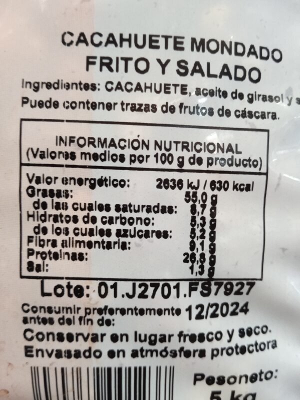 Cacahuete Frito con Piel- 1kg - Grup Berca Distribucions